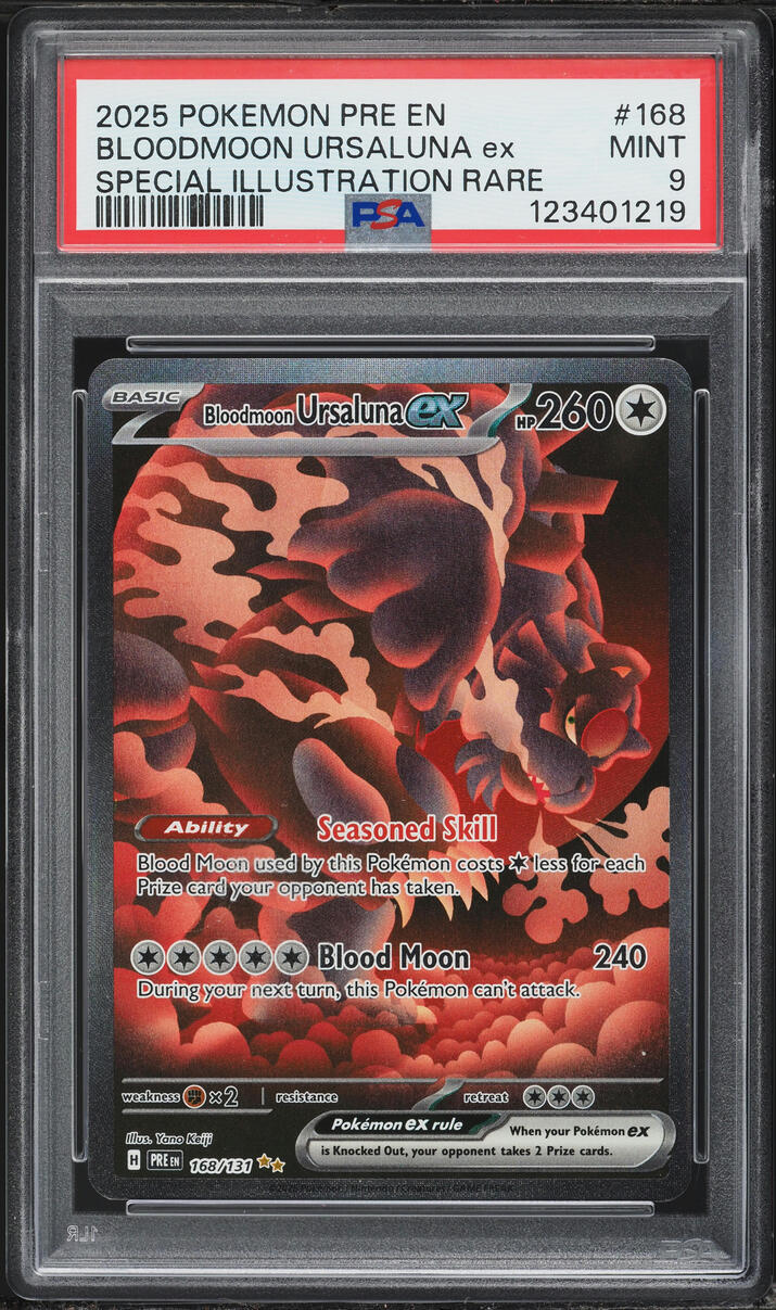 2025 Pokemon Scarlet & Violet Prismatic Evolutions SIR Bloodmoon Ursaluna Ex #168 PSA 9 MINT
