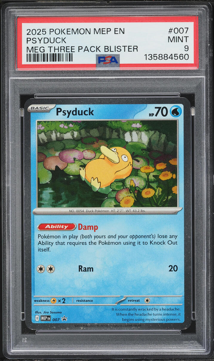 2025 Pokemon Mega Evolutions Promo Mega Three Pack Blister Psyduck #007 PSA 9 MINT