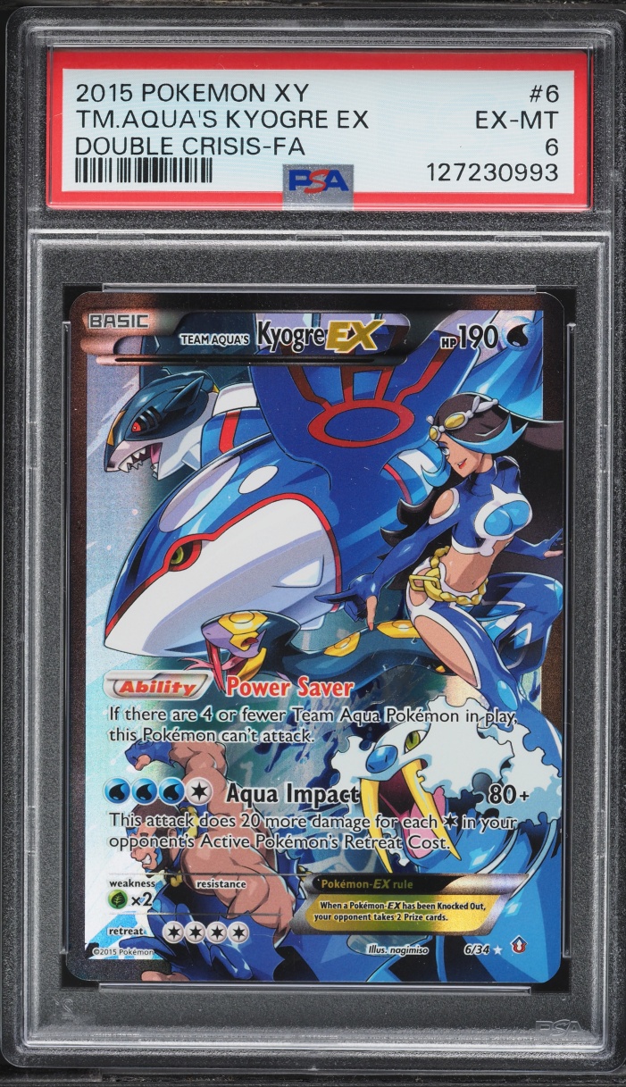 2015 Pokemon XY Double Crisis Full Art Team Aqua's Kyogre EX #6 PSA 6 EXMT