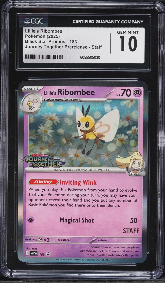 2025 Pokemon SV Promo Journey Together Prerelease Staff Lillie's Ribombee #183 CGC 10 GEM MINT