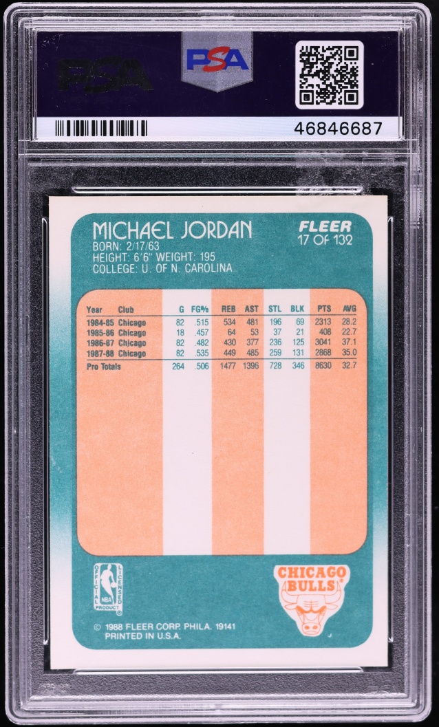1988 Fleer Basketball Michael Jordan #17 PSA 9 MINT