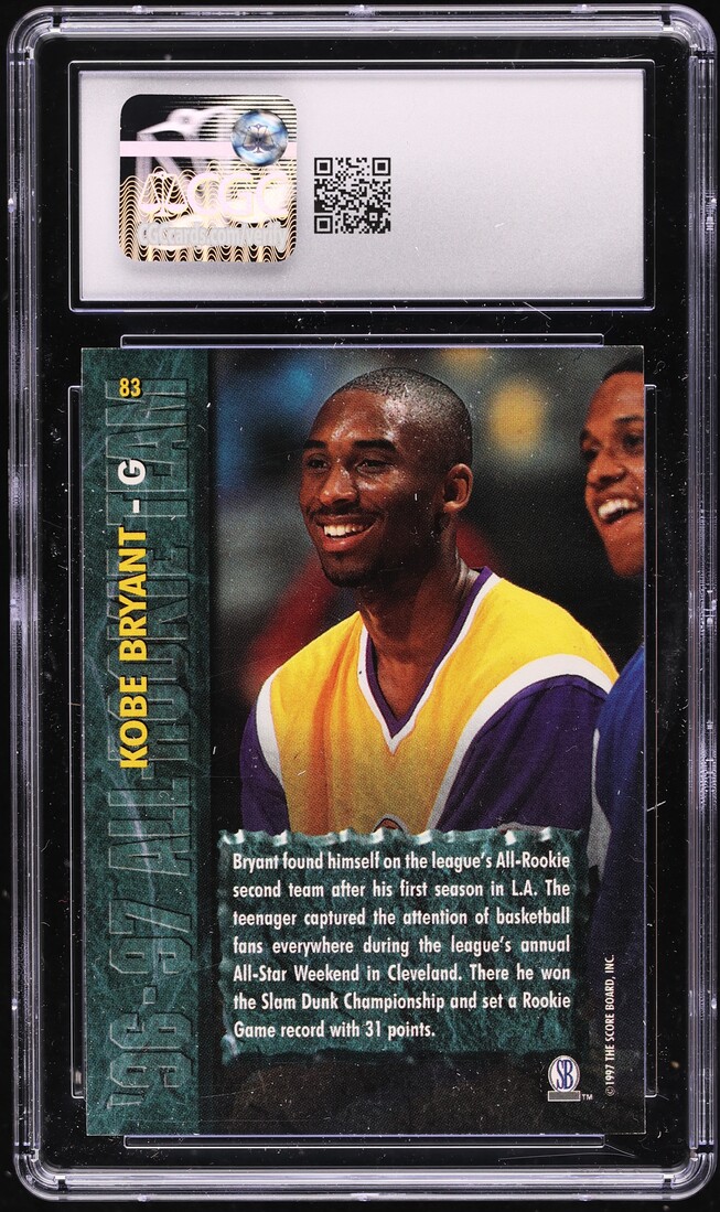 1997 Score Board Kobe Bryant ROOKIE #83 CGC 7 NRMT