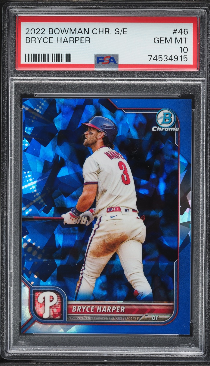 2022 Bowman Chrome Sapphire Edition Bryce Harper #46 PSA 10 GEM MINT