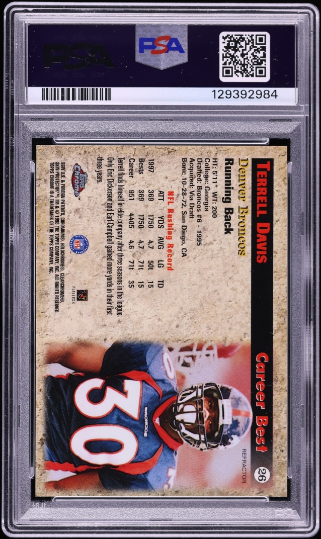 1998 Topps Chrome Season's Best Refractor Terrell Davis #26 PSA 9 MINT