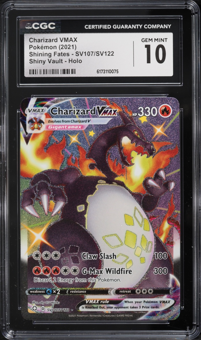 2021 Pokemon Sword & Shield Shining Fates Full Art Charizard VMAX #SV107 CGC 10 GEM MINT