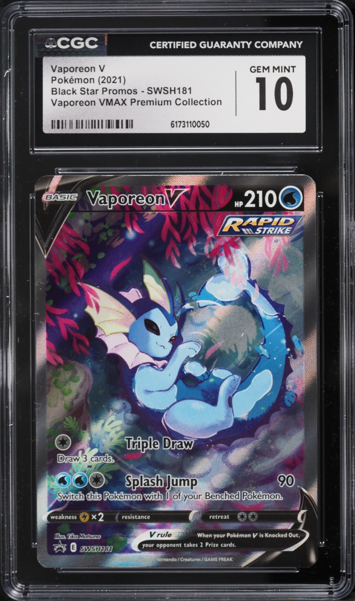 2021 Pokemon Sword & Shield Promo VMAX Premium Collection Full Art Vaporeon V #SWSH181 CGC 10