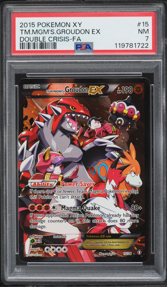 2015 Pokemon XY Double Crisis Full Art Team Magma's Groudon EX #15 PSA 7 NRMT