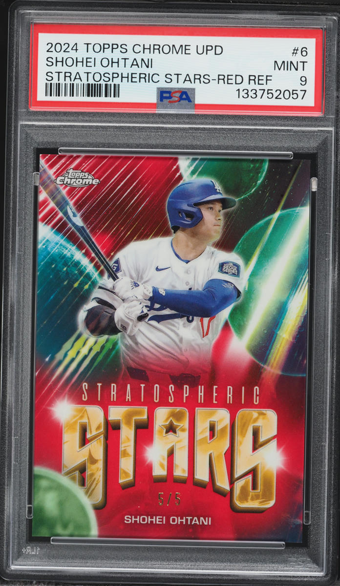 2024 Topps Chrome Update Stratospheric Stars Red Refractor Shohei Ohtani 5/5 #6 PSA 9 MINT - Photo 1