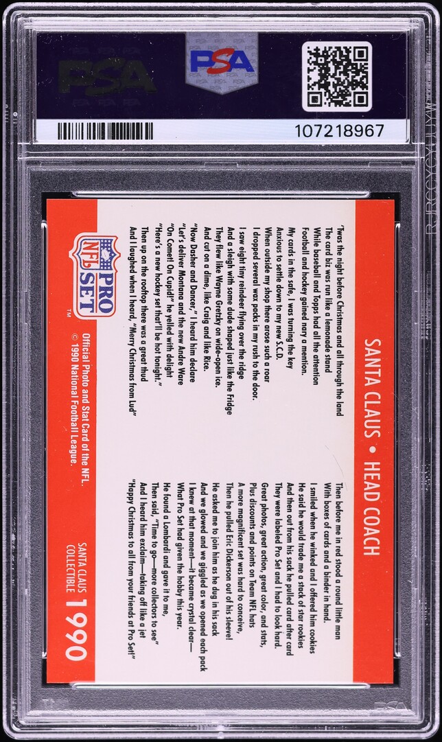 1990 Pro Set Football Santa Claus #1990 PSA 10 GEM MINT