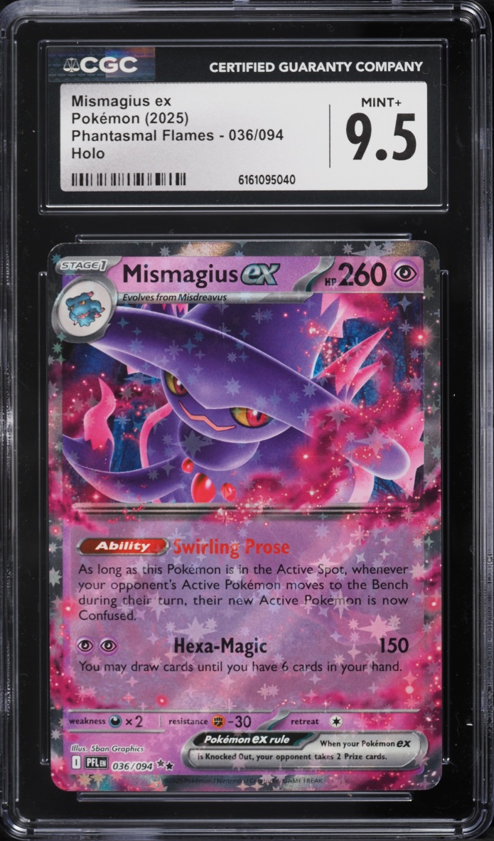 2025 Pokemon Mega Evolution Phantasmal Flames Holo Mismagius Ex #36 CGC 9.5 MINT+