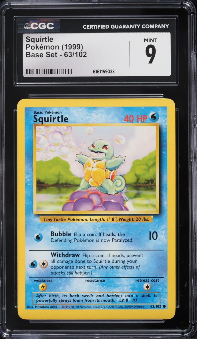 1999 Pokemon Base Set Squirtle #63 CGC 9 MINT