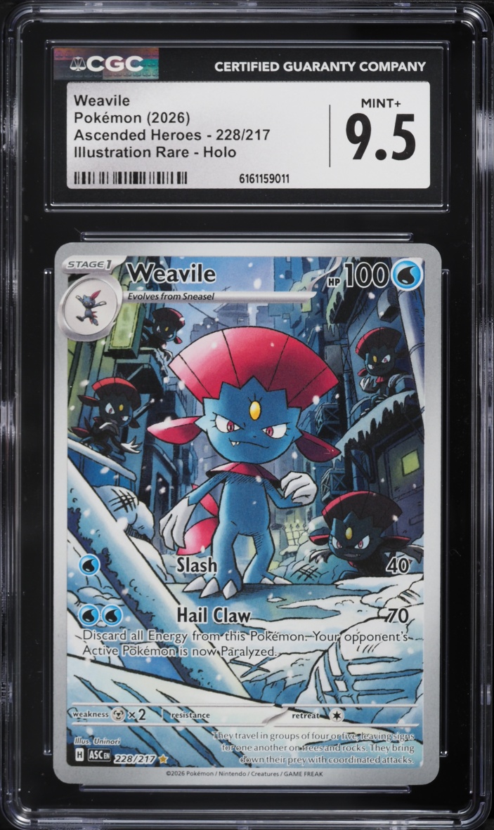 2026 Pokemon Mega Evolution Ascended Heroes IR Weavile #228 CGC 9.5 MINT+