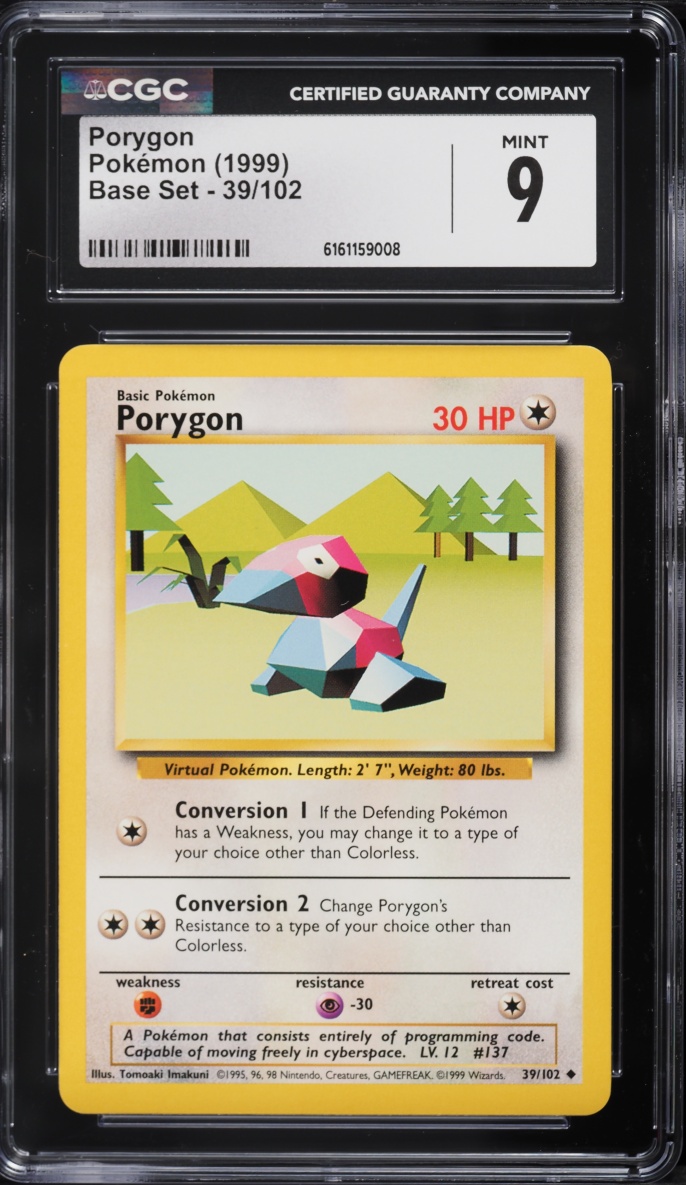 1999 Pokemon Base Set Porygon #39 CGC 9 MINT