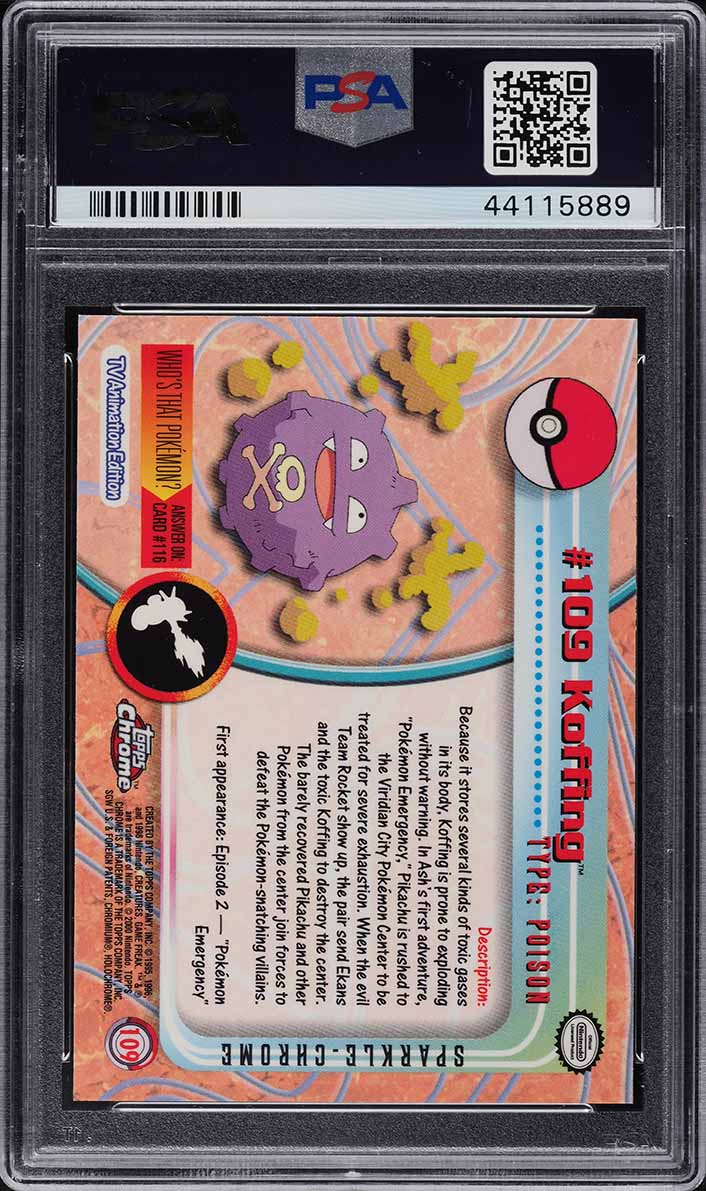 2000 Topps Chrome Pokemon Series 2 Sparkle Koffing #109 PSA 10 GEM MINT