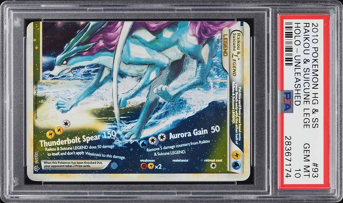2010 Pokemon Heartgold & Soulsilver Unleashed Holo Raikou & Suicune #93 PSA 10