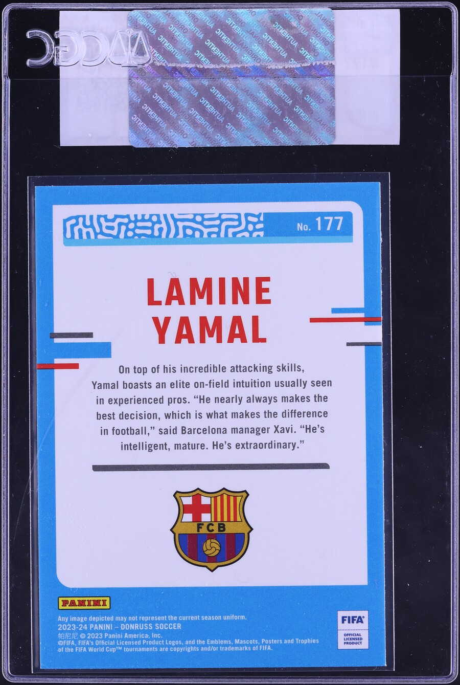 2023 Donruss FIFA Lamine Yamal ROOKIE #177 CGC AUTH