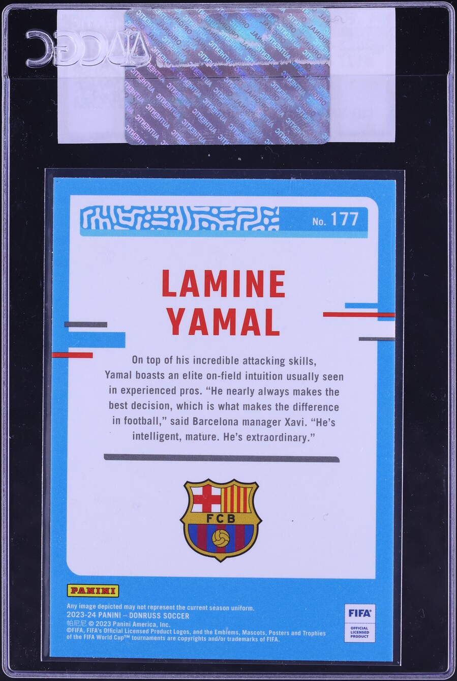 2023 Donruss FIFA Lamine Yamal ROOKIE #177 CGC AUTH