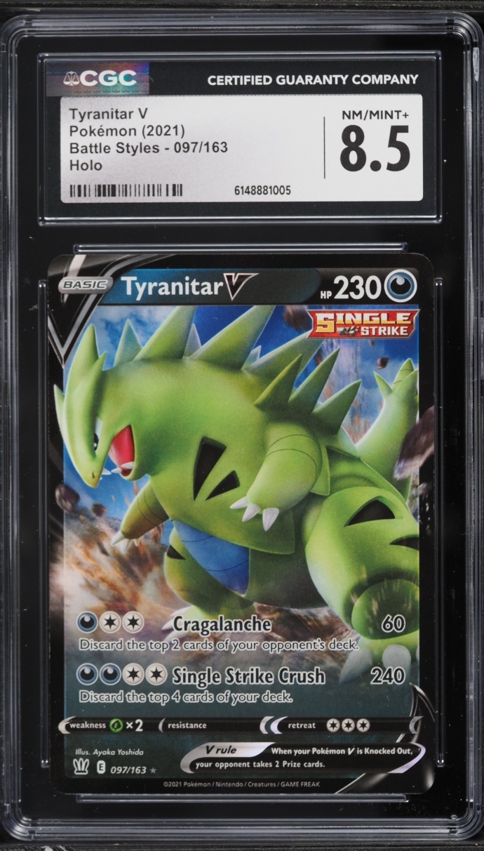 2021 Pokemon Sword & Shield Battle Styles Holo Tyranitar V #97 CGC 8.5 NM-MT+