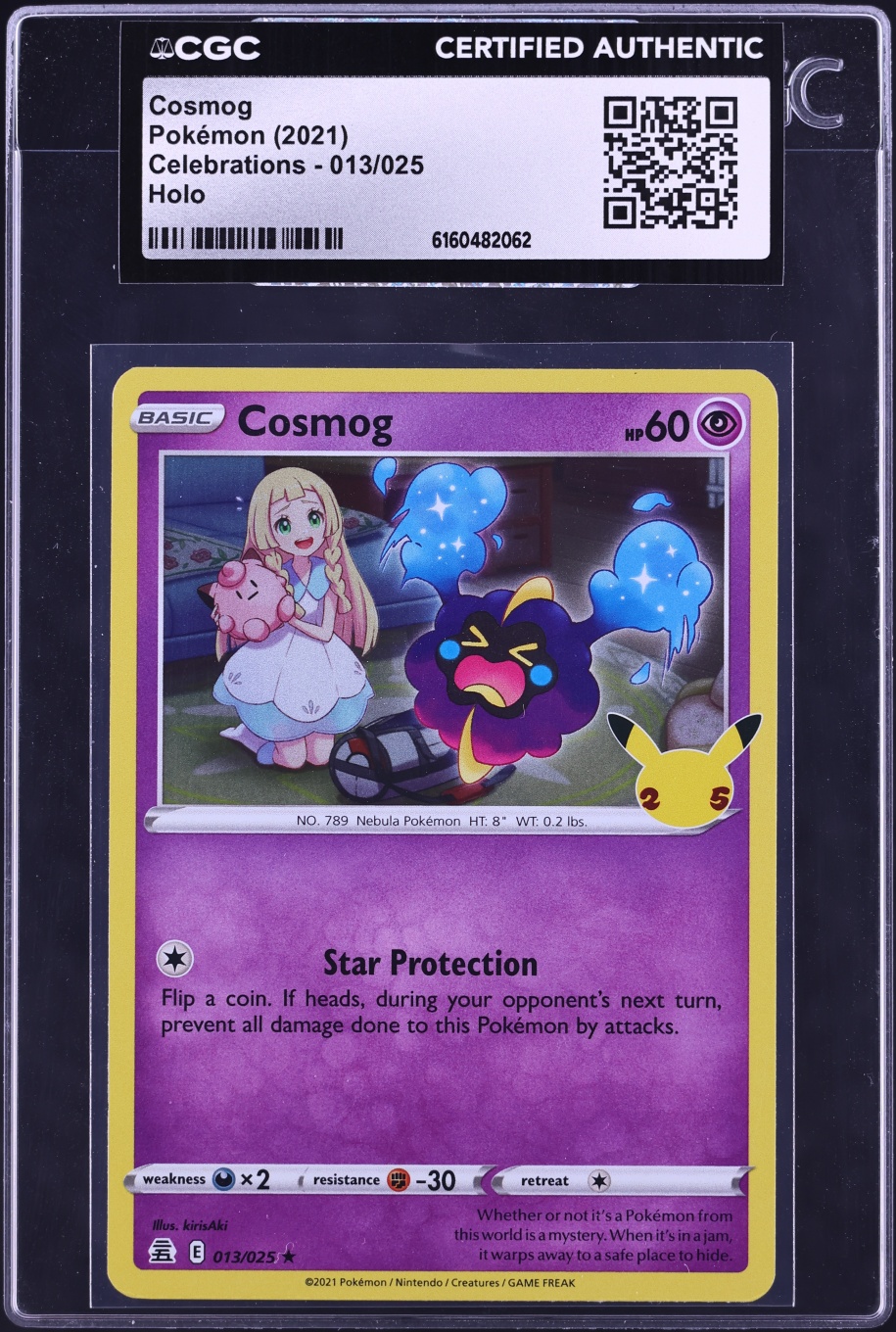 2021 Pokemon Sword & Shield Celebrations Holo Cosmog #13 CGC AUTH
