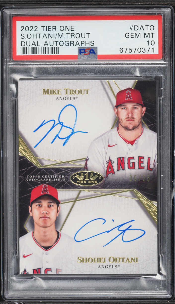 2022 Topps Tier One Dual Mike Trout Shohei Ohtani AUTO /25 #DA-TO PSA 10 GEM MINT