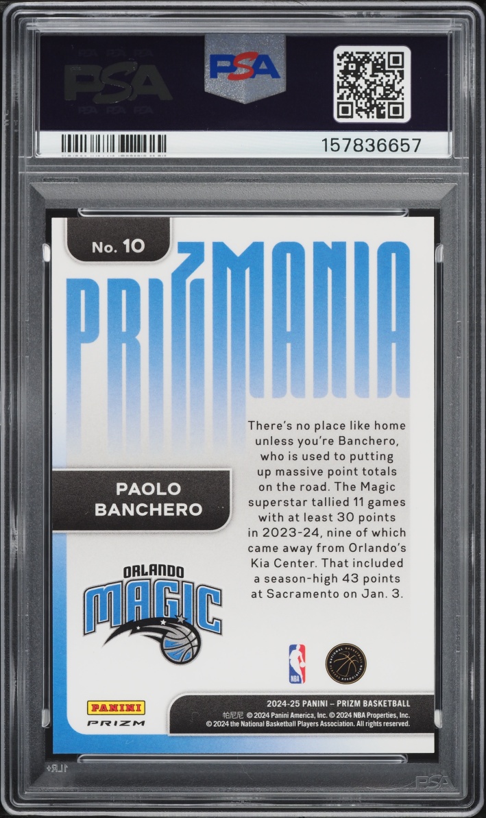 2024 Panini Prizm Prizmania Paolo Banchero #10 PSA 9 MINT