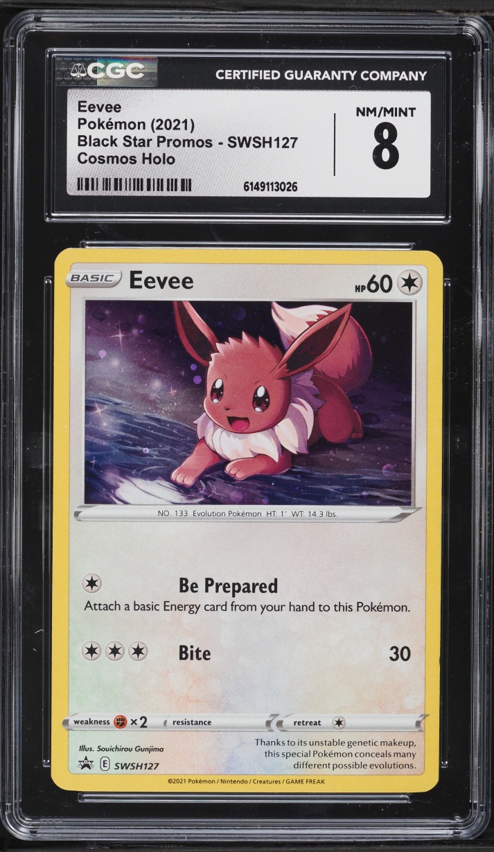 2021 Pokemon Sword & Shield Black Star Promo Cosmos Holo Eevee #SWSH127 CGC 8 NM-MT