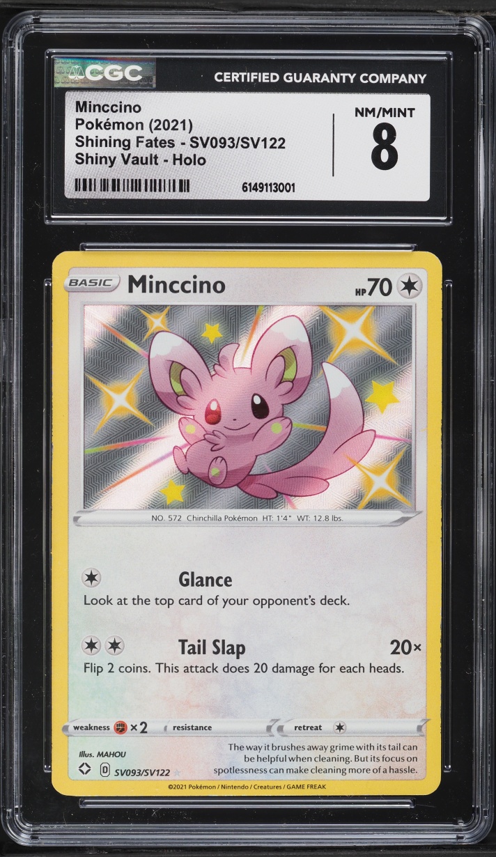 2021 Pokemon Sword & Shield Shining Fates Shiny Minccino #SV093 CGC 8 NM-MT