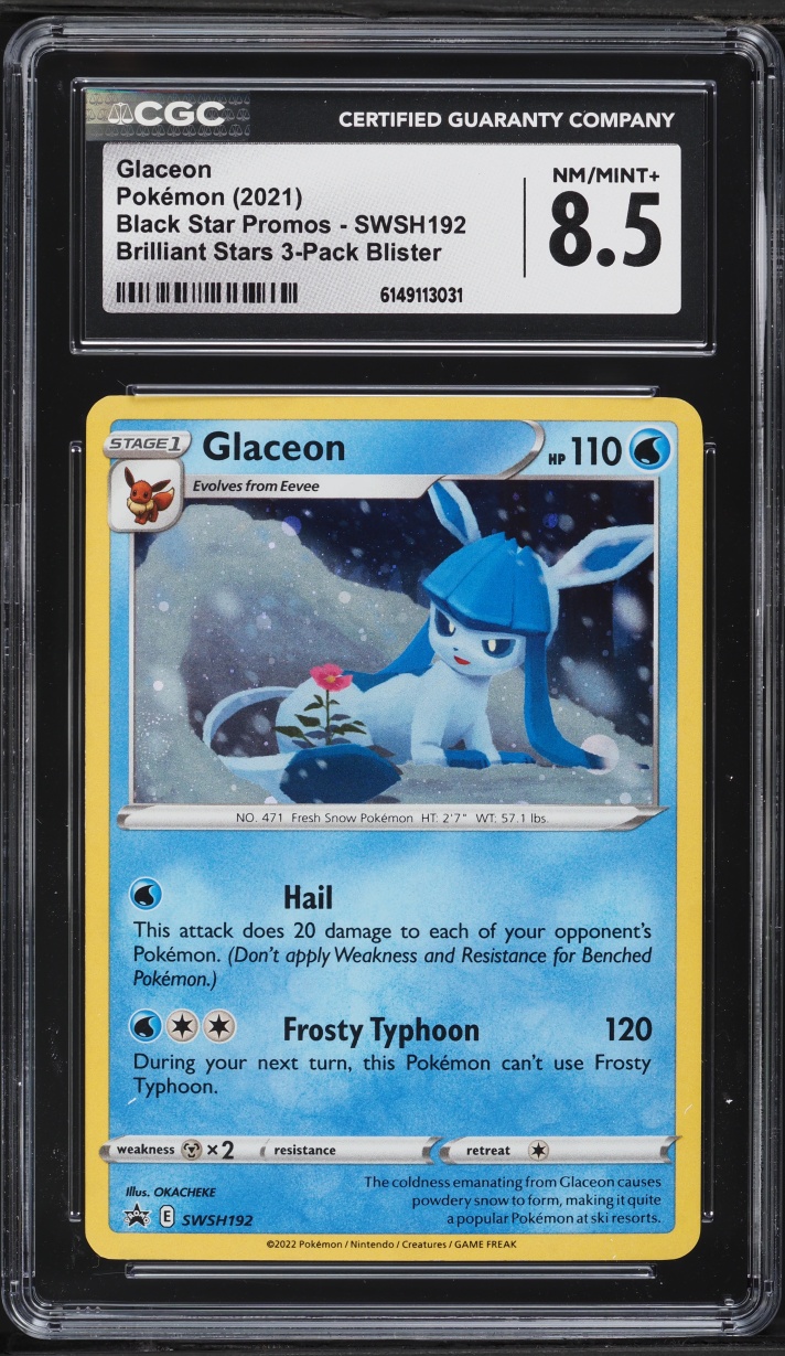 2021 Pokemon Sword & Shield Black Star Promo Brilliant Stars Glaceon #SWSH192 CGC 8.5 NM-MT+