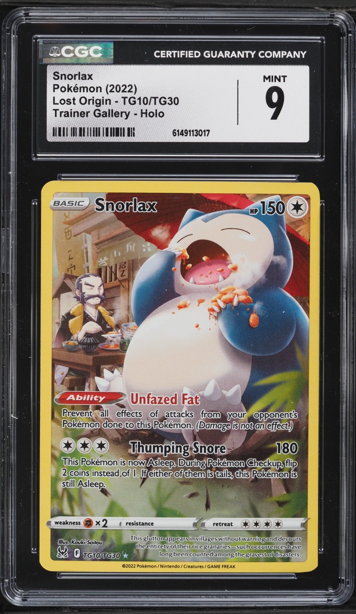 2022 Pokemon Sword & Shield Lost Origin Trainer Gallery CHR Snorlax #TG10 CGC 9 MINT