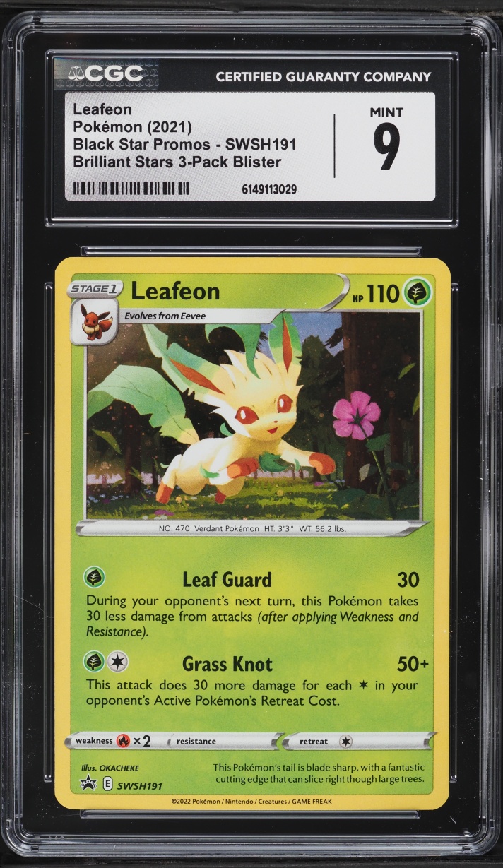 2021 Pokemon Sword & Shield Black Star Promo Brilliant Stars Holo Leafeon #SWSH191 CGC 9 MINT