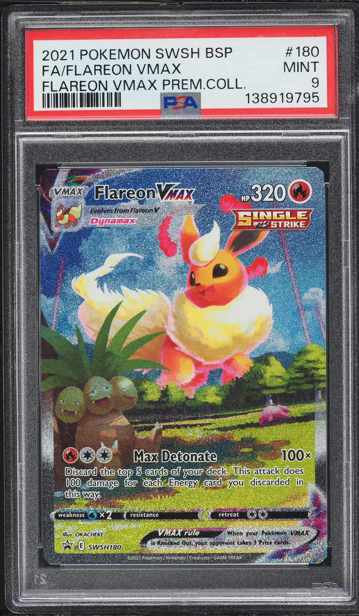 2021 Pokemon Sword & Shield Promo Premium Collection Full Art Flareon VMAX #180 PSA 9 MINT