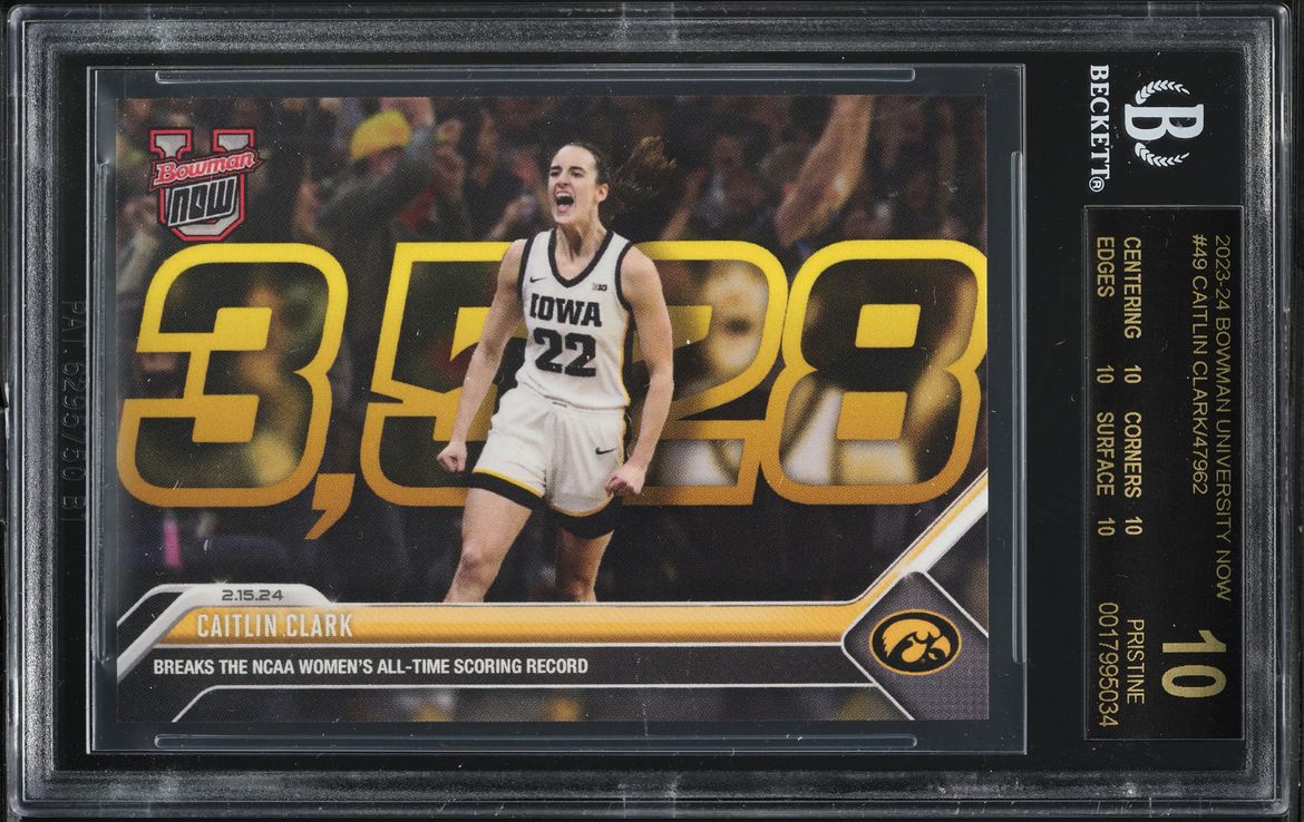2023 Bowman University Now Caitlin Clark ROOKIE #49 BGS 10 BLACK LABEL