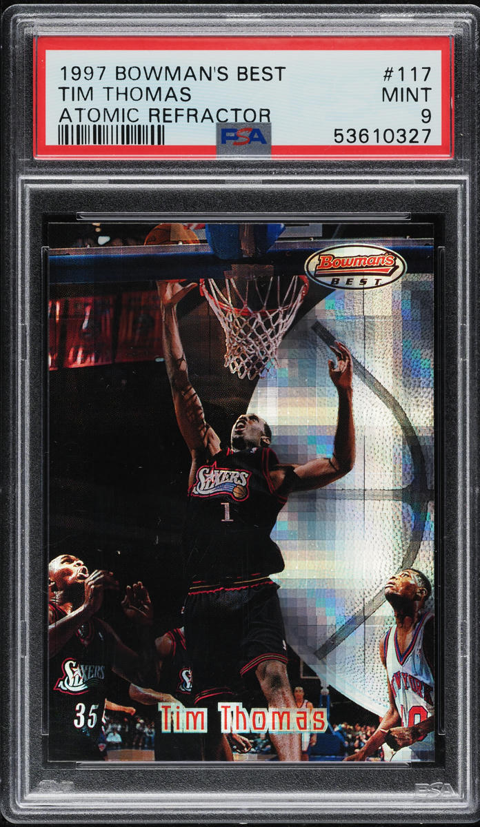 1997 Bowman's Best Atomic Refractor Tim Thomas ROOKIE #117 PSA 9 MINT