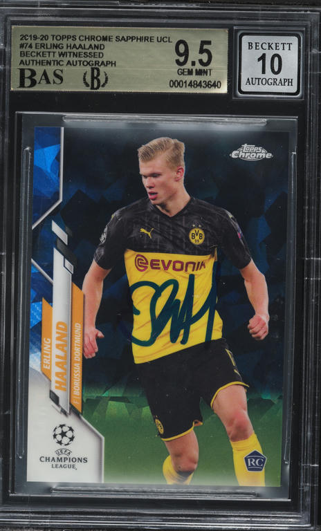 2019 Topps Chrome UEFA Refractor Erling Haaland ROOKIE #74 BGS 9.5
