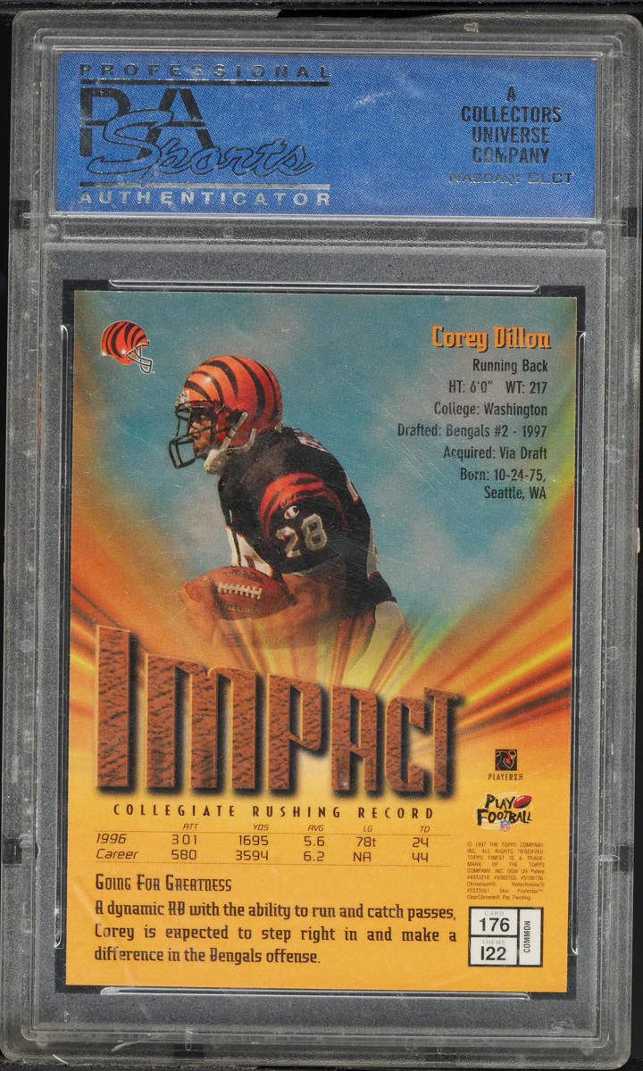 1997 Finest Football Corey Dillon ROOKIE #176 PSA 10 GEM MINT