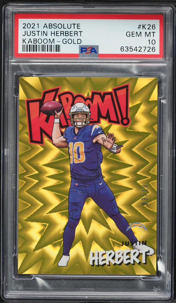 2021 Absolute Kaboom! Gold Justin Herbert /10 #K26 PSA 10 GEM MINT