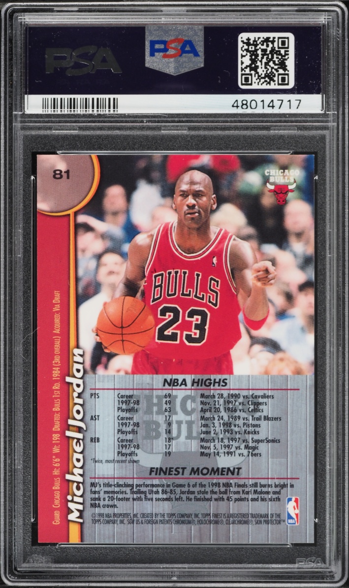 1998 Finest Basketball Michael Jordan #81 PSA 10 GEM MINT