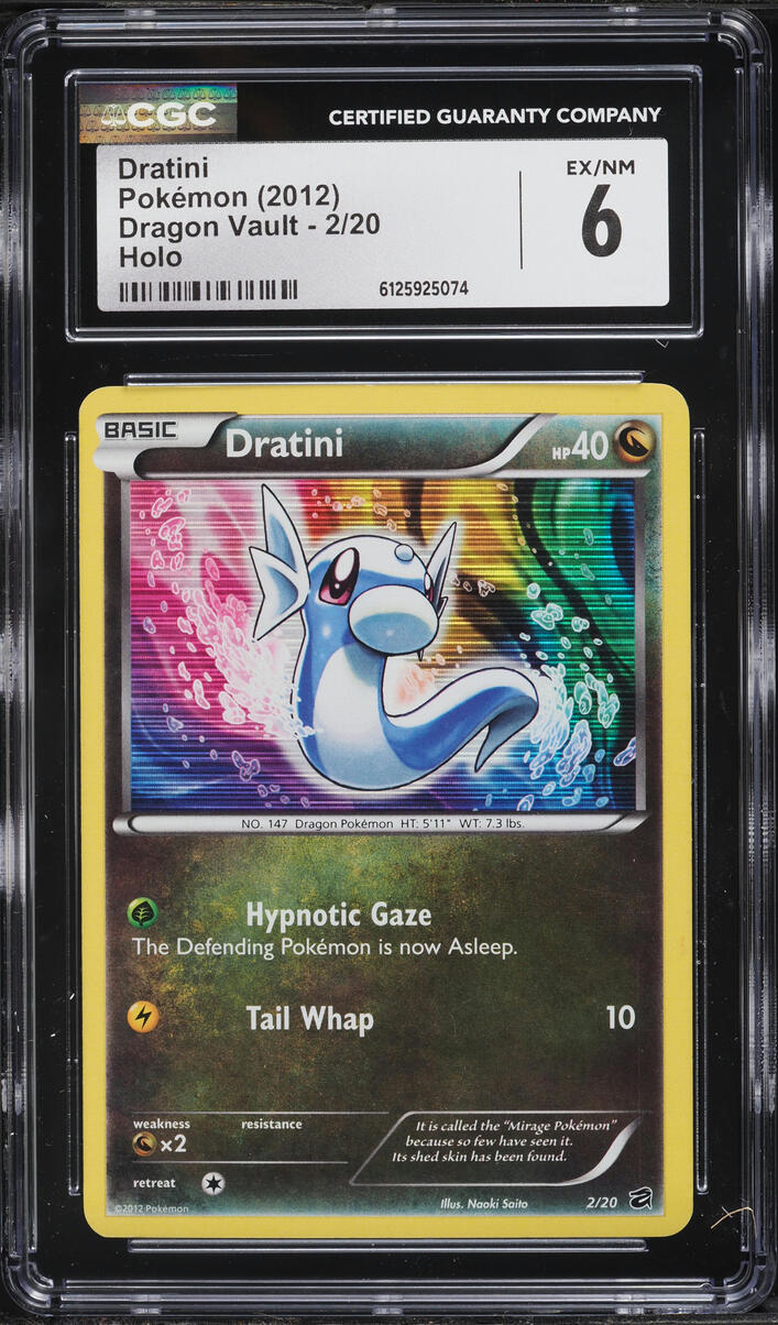 2012 Pokemon Black & White Dragon Vault Holo Dratini #2 CGC 6 EXMT