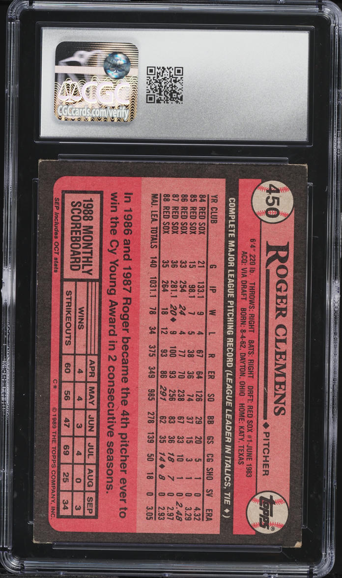 1989 Topps Roger Clemens #450 CGC 5.5 EX+