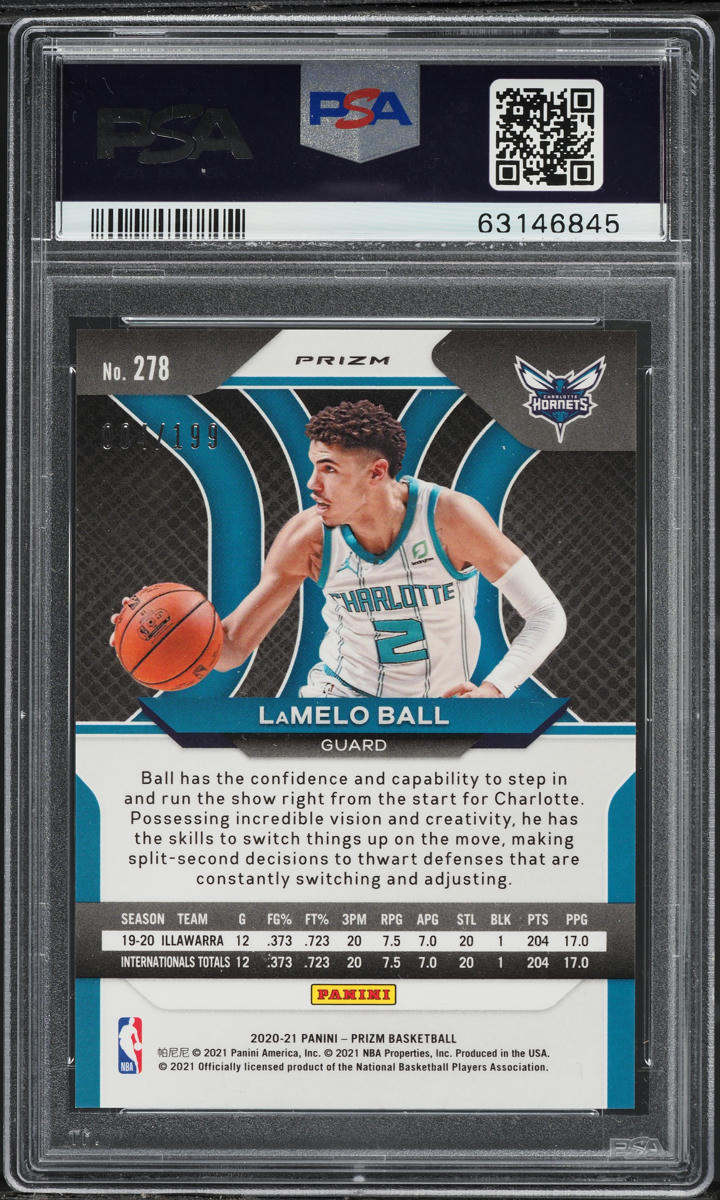2020 Panini Prizm Blue LaMelo Ball ROOKIE /199 #278 PSA 10 GEM MINT