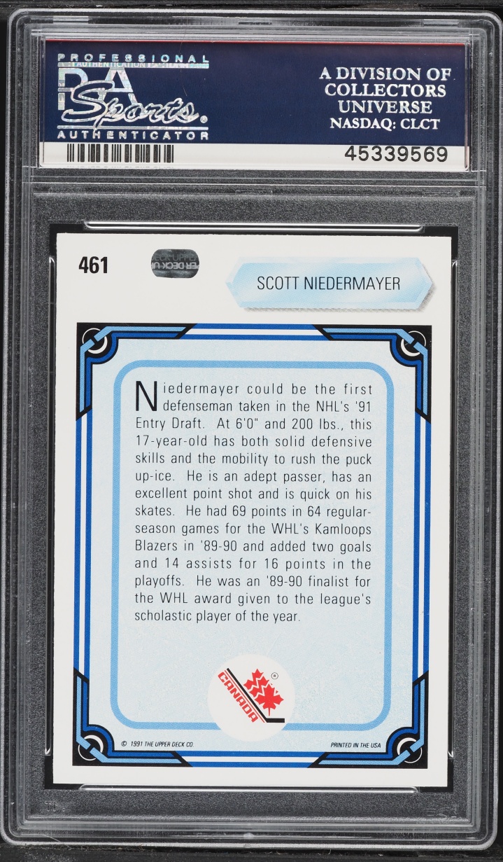 1990 Upper Deck Hockey Scott Niedermayer ROOKIE #461 PSA 10 GEM MINT