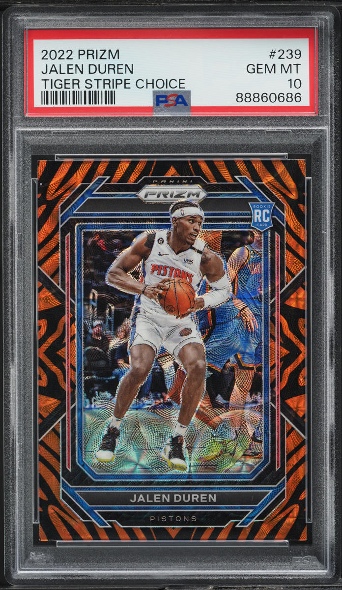 2022 Panini Prizm Tiger Stripe Choice Jalen Duren ROOKIE #239 PSA 10 GEM MINT