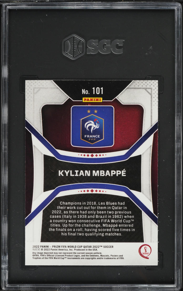 2022 Panini Prizm World Cup Kylian Mbappe #101 SGC 9 MINT