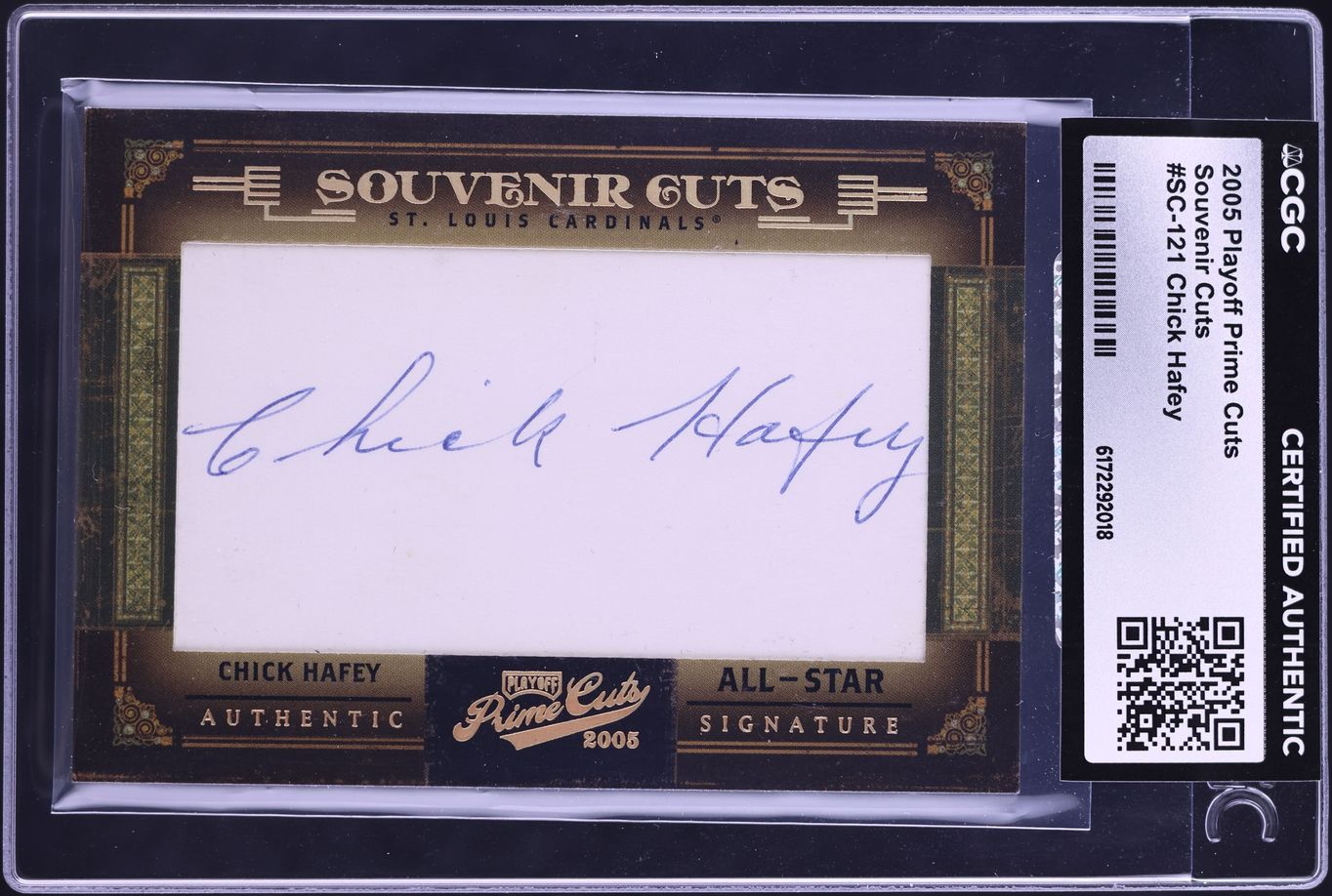 2005 Playoff Prime Cuts Souvenir Chick Hafey AUTO /25 #SC-121 CGC AUTH