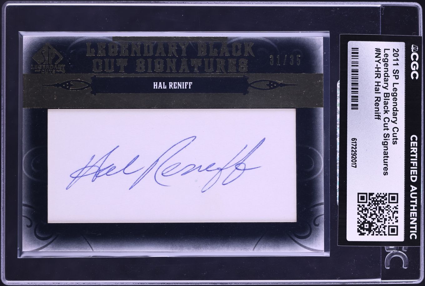2011 SP Legendary Cuts Black Hal Reniff AUTO /35 #NY-HR CGC AUTH