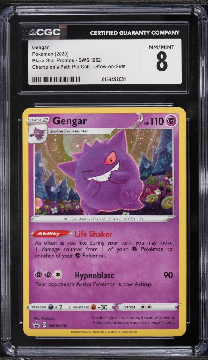 2020 Pokemon SWSH Promo Champion's Path Pin Collection Holo Gengar #SWSH052 CGC 8 NM-MT