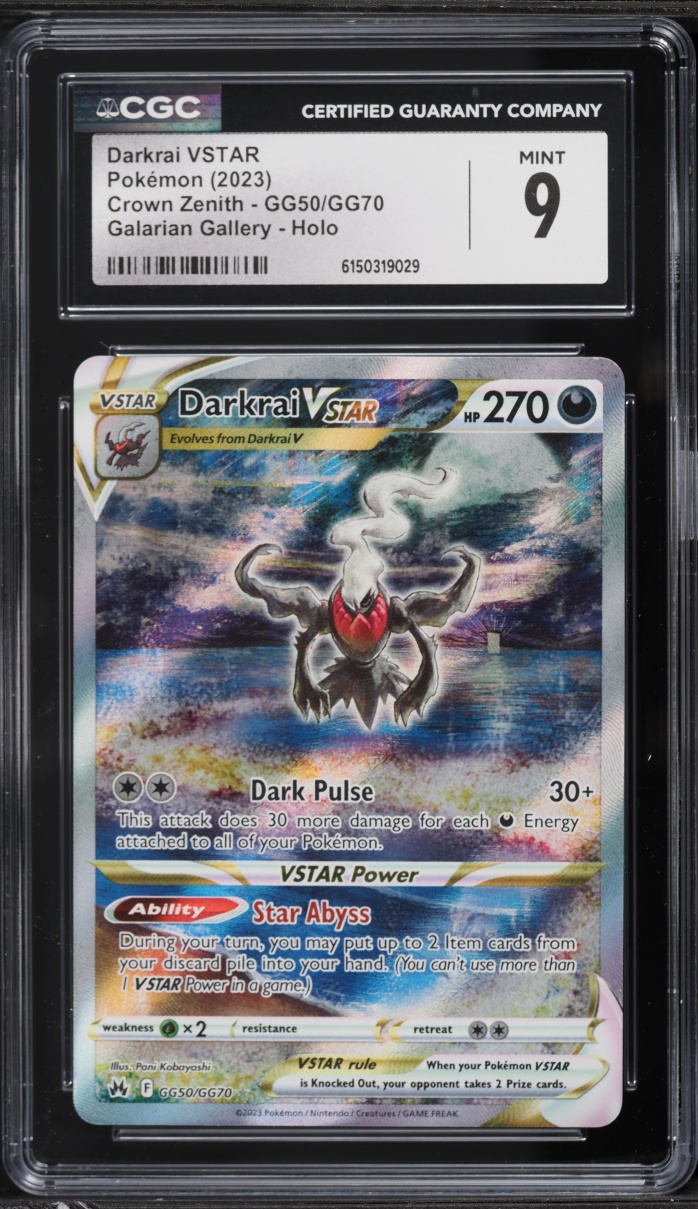 2023 Pokemon Sword & Shield Crown Zenith Galarian Gallery Alt Art Darkrai VSTAR #GG50 CGC 9