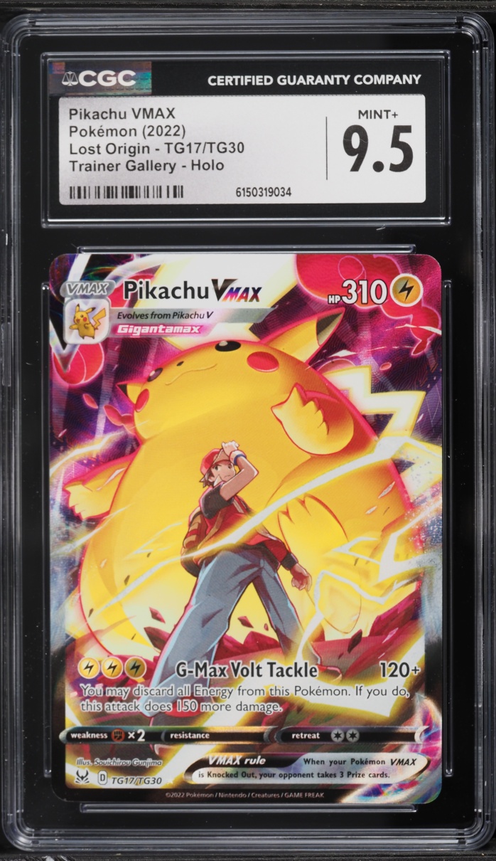 2022 Pokemon Sword & Shield Lost Origin Full Art Pikachu VMAX #TG17 CGC 9.5 MINT+