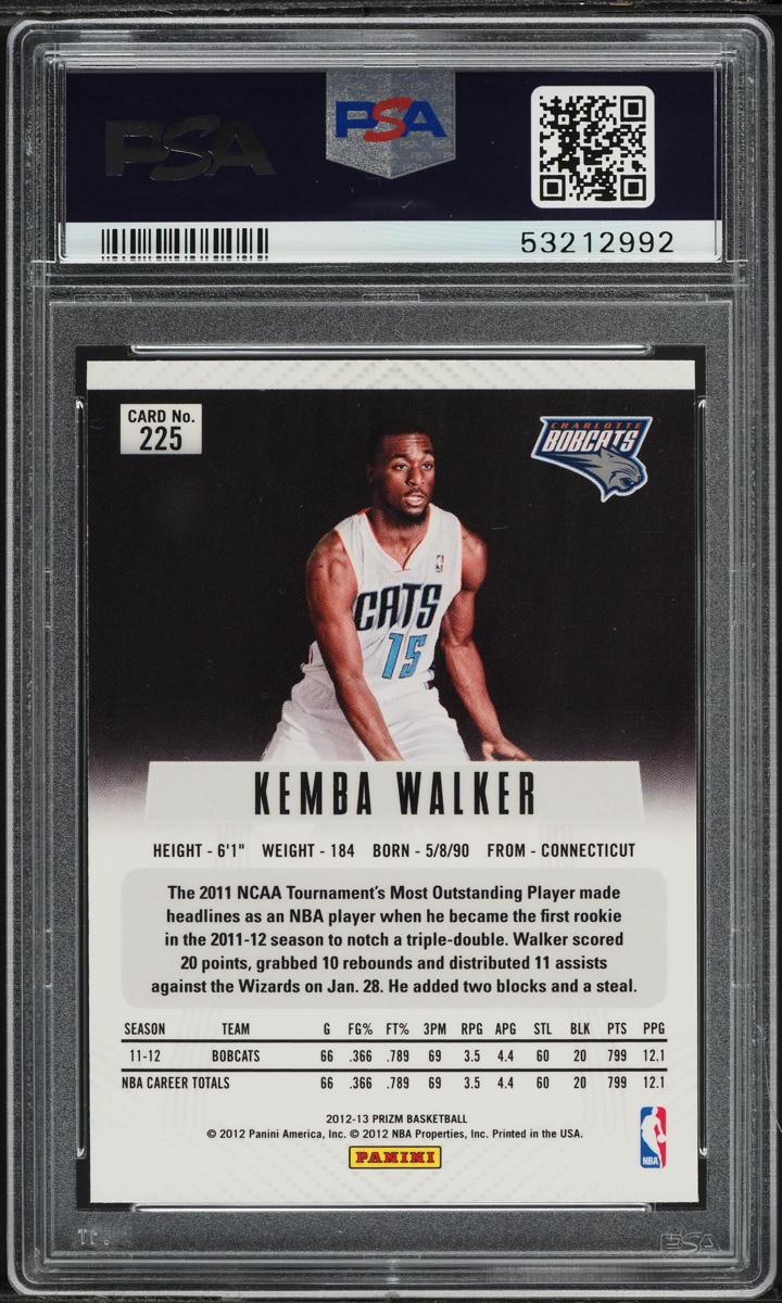 Kemba Walker rc 初年度 silver prizm psa10 2012 Panini Prizm Kemba Walker ROOKIE #225 PSA 10 GEM MINT