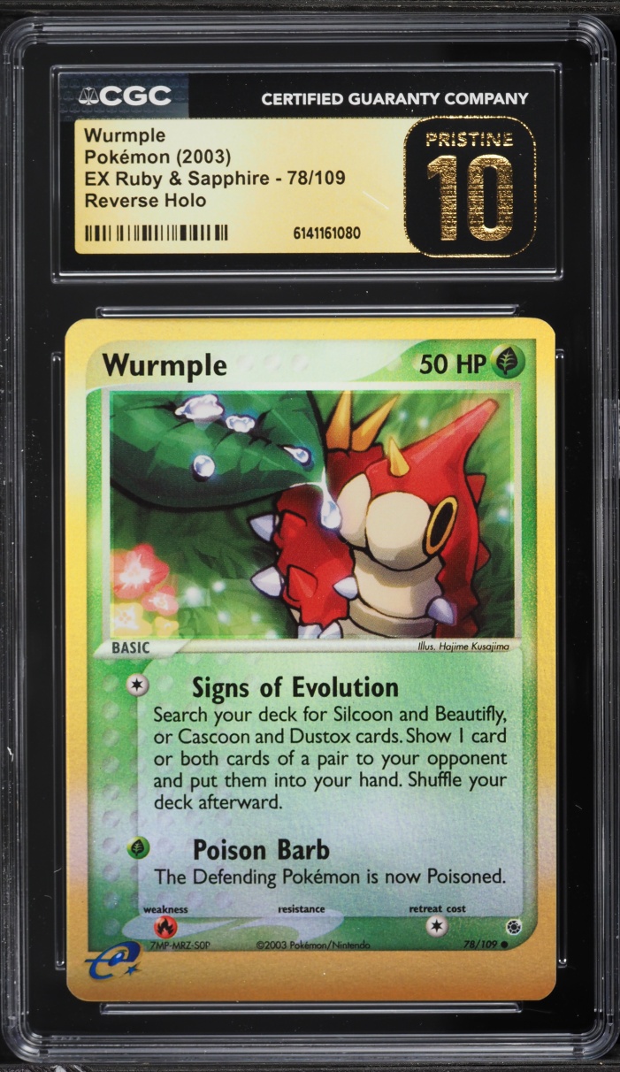 2003 Pokemon EX Ruby & Sapphire Reverse Holo Wurmple #78 CGC 10 PRISTINE